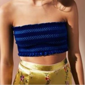 Silence + Noise Blue Velvet Tube Top